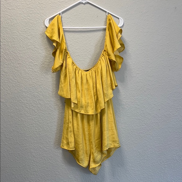Pants - Yellow Ruffled Women's Romper